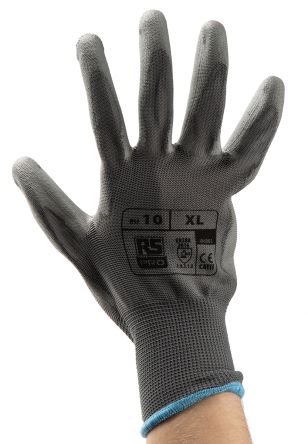 RS PRO Grey Polyurethane Coated Work Gloves, Size 10, XL