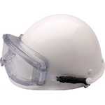 Goggle-type protective glasses, helmet-mounted
