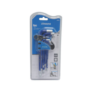 Set of 9 rubber coated ball head hex wrenches/set, Zinsano model Z020736