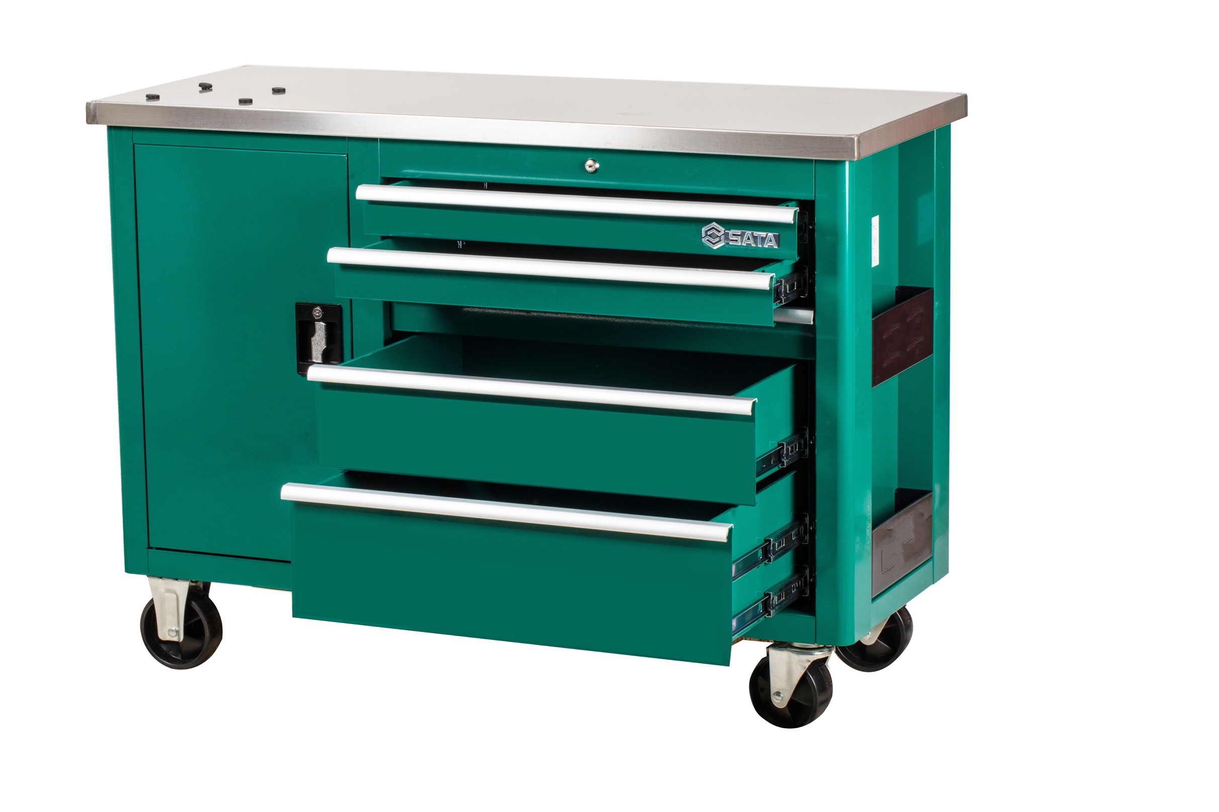 SATA Tool Cart With Stainless Steel Workbench