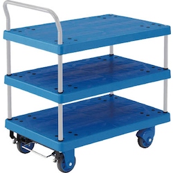 Plastic Trolley, Grand Cart, Silent, One-Side Handle 3-Level Type / with Stopper (TP-X705S)