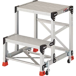 Work Platform (Heavy Duty Type with Hand Rail and Spring Casters) with Hand Rail on One Side and Spring Casters