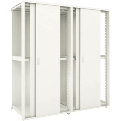 Small to Medium Capacity Boltless Shelf Model M2 (Panels and Double Sliding Doors Provided, 3 Shelf) Model with Two Connected (Rear Plates Provided)