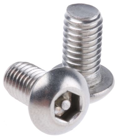 RS PRO Plain Button Stainless Steel Tamper Proof Security Screw, M6 x 12mm (621-2849)