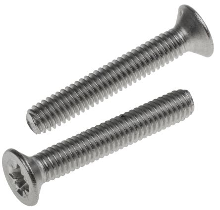 RS PRO, Pozidriv Countersunk A2 304 Stainless Steel, Machine Screw DIN 965, M4x25mmx0.904in