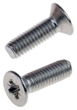 RS PRO, Pozidriv Countersunk A2 304 Stainless Steel, Machine Screw DIN 965Z, M3x10mmx0.394in