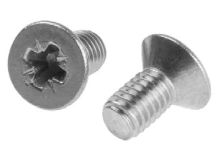 RS PRO, Pozidriv Countersunk A2 304 Stainless Steel, Machine Screws DIN 965, M2x5mmx0.19in