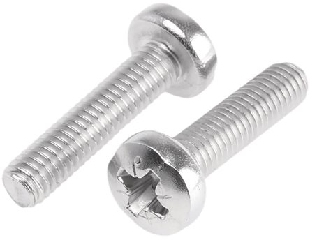 RS PRO, Pozidriv Pan A2 304 Stainless Steel, Machine Screw DIN 7985, M2x4mmx0.15in