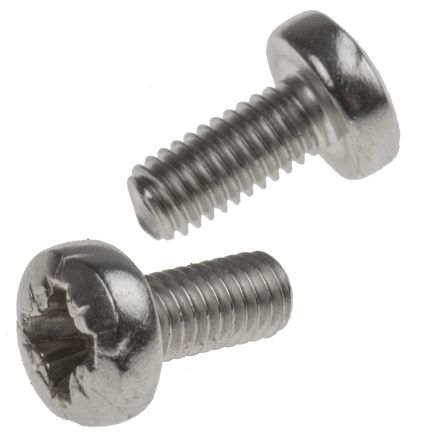 RS PRO, Pozidriv Pan A2 304 Stainless Steel, Machine Screw DIN 7985, M3.5x8mmx0.31in
