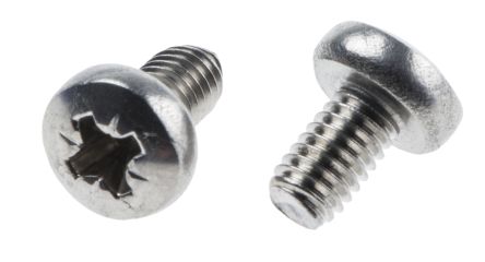 RS PRO, Pozidriv Pan A2 304 Stainless Steel, Machine Screw DIN 7985, M3x5mmx0.19in