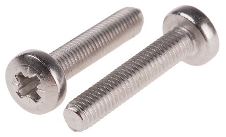 RS PRO, Pozidriv Pan A4 316 Stainless Steel, Machine Screw DIN 7985, M5x25mmx0.904in