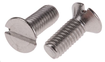 RS PRO, Slot Countersunk A2 304 Stainless Steel, Machine Screw DIN 963, M3x8mmx0.31in