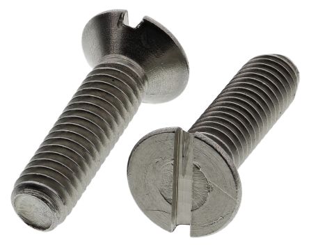 RS PRO, Slot Countersunk A4 316 Stainless Steel, Machine Screw DIN 963, M4x16mm