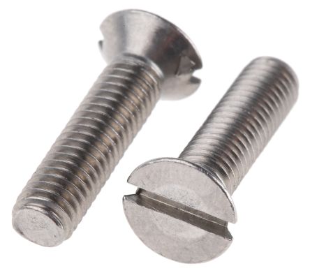 RS PRO, Slot Countersunk A4 316 Stainless Steel, Machine Screw DIN 963, M5x20mm