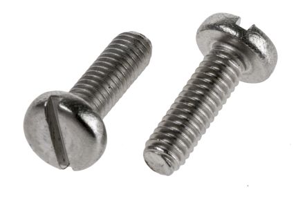 RS PRO, Slot Pan A2 304 Stainless Steel, Machine Screw DIN 85, M2.5x8mmx0.31in