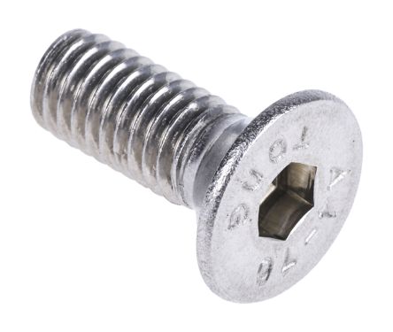 RS PRO Plain Stainless Steel Hex Socket Countersunk Screw, DIN 7991 M6 ...