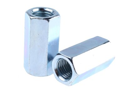 RS PRO 60mm Bright Zinc Plated Steel Coupling Nut, M20