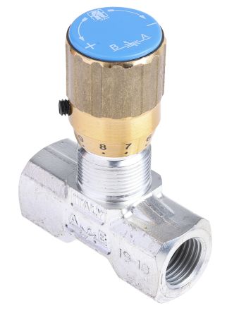 RS PRO Inline Mounting Hydraulic Flow Control Valve, BSP 1/4, 210bar, 20L/min