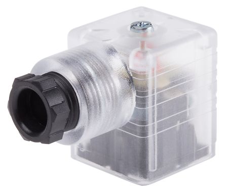 RS PRO 2P+E DIN 43650 A, Female Solenoid Connector with Indicator Light ...