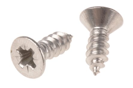 RS PRO Plain Stainless Steel Countersunk Head Self Tapping Screw, N°No. 8 x 1/2in Long 13mm Long