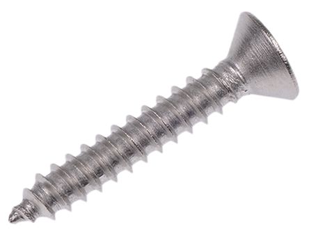 RS PRO Plain Stainless Steel Countersunk Head Self Tapping Screw, N°No. 8 x 1in Long 25mm Long