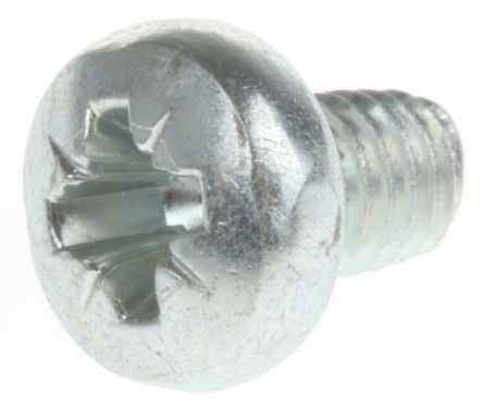RS PRO Clear Passivated, Zinc Steel Pan Head Self Tapping Screw, M4 x 6mm Long