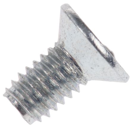 RS PRO Clear Passivated, Zinc Steel Countersunk Head Self Tapping Screw, M4 x 8mm Long