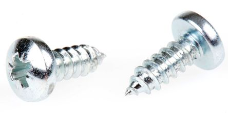 RS PRO Bright Zinc Plated Steel Pan Head Self Tapping Screw, N°10 x 1/2in Long 13mm Long