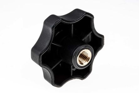 RS PRO Black Multiple Lobes Clamping Knob, M10, Threaded Through Hole