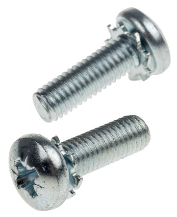 RS PRO M5 x 16mm Zinc Plated Steel Pan Head Sems Screw, External Tooth Washer