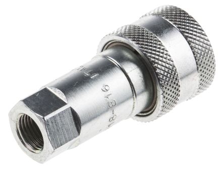 RS PRO Steel Female Hydraulic Quick Connect Coupling, Rp 1/8 Female