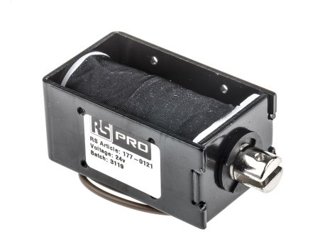 RS PRO Linear Solenoid, 24 V DC, 64 x 30 x 38 mm