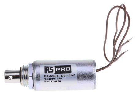 RS PRO Linear Solenoid, 24 V, Closed Power Continuous of 100W (177-0145)