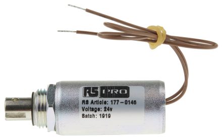 RS PRO Linear Solenoid, 24 V, Closed Power Continuous of 100W (177-0146)