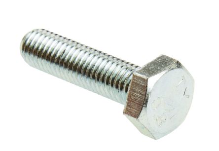 RS PRO Clear Passivated, Zinc Steel Hex, Hex Bolt, M10 x 40mm