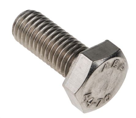 RS PRO Plain Stainless Steel Hex, Hex Bolt, M10 x 25mm