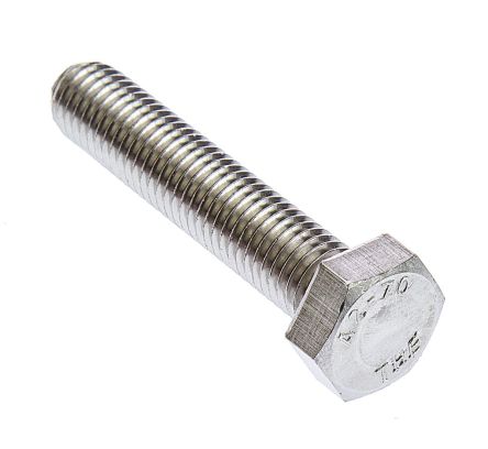 RS PRO Plain Stainless Steel Hex, Hex Bolt, M12 x 60mm