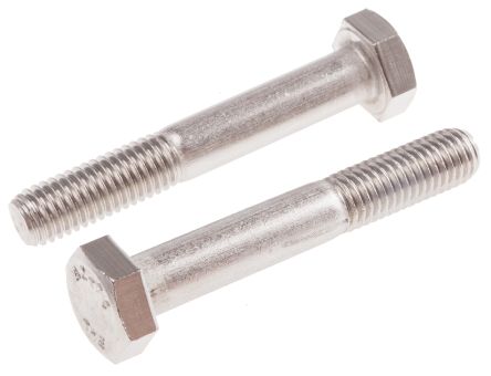 RS PRO Plain Stainless Steel, Hex Bolt, M10 x 65mm