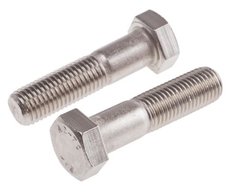 RS PRO Plain Stainless Steel, Hex Bolt, M16 x 65mm