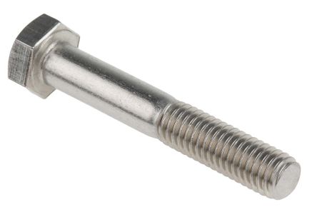 RS PRO Plain Stainless Steel, Hex Bolt, M8 x 50mm