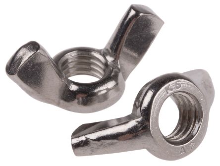 RS PRO 48mm Plain Stainless Steel Wingnut, M10, A2 304