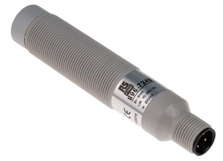 RS PRO M18 x 1 Capacitive Proximity Sensor - Barrel, PNP Output, 8 mm Detection, IP67 (896-7248)