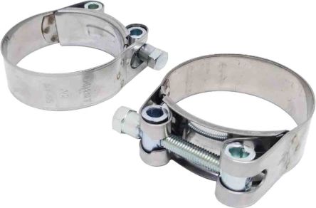 RS PRO, Stainless Steel, Zinc-Plated Steel (Bolt), Hex Screw Hose Clamp 47 to 51mm ID