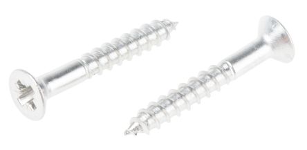 RS PRO Pozidriv Countersunk Stainless Steel Wood Screw, A2 304, 3.5mm Thread, 25mm Length