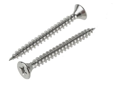 RS PRO Pozidriv Countersunk Stainless Steel Wood Screw, A2 304, 5mm Thread, 50mm Length