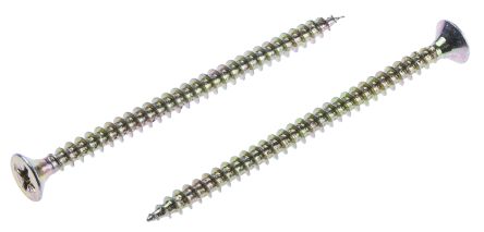 RS PRO Pozidriv Countersunk Steel Wood Screw Yellow Passivated, Zinc Plated, 4.5mm Thread, 70mm Length