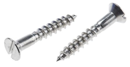 RS PRO Slot Countersunk Stainless Steel Wood Screw, A2 304, No. 8 Thread, 25mm Length