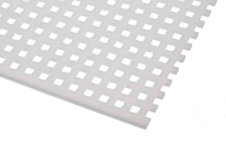 RS PRO White Plastic Sheet, 500mm x 500mm x 2mm, 4.7mm Hole