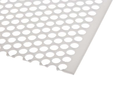 RS PRO White Plastic Sheet, 500mm x 500mm x 2mm, 4.8mm Hole