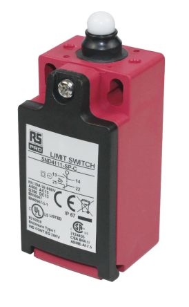 RS PRO Plunger Limit Switch, NO/NC, IP67, Glass Reinforced Plastic (GRP)